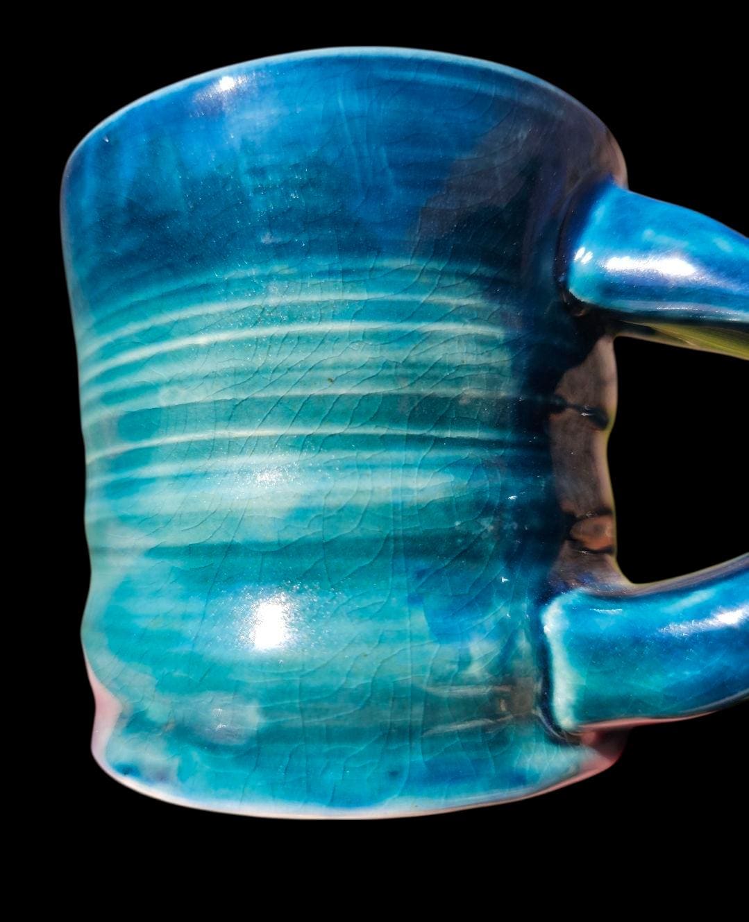 Handmade Skull Blue Aqua Fade porcelain Pottery Mug: Ceramic Coffee Cup 8 oz