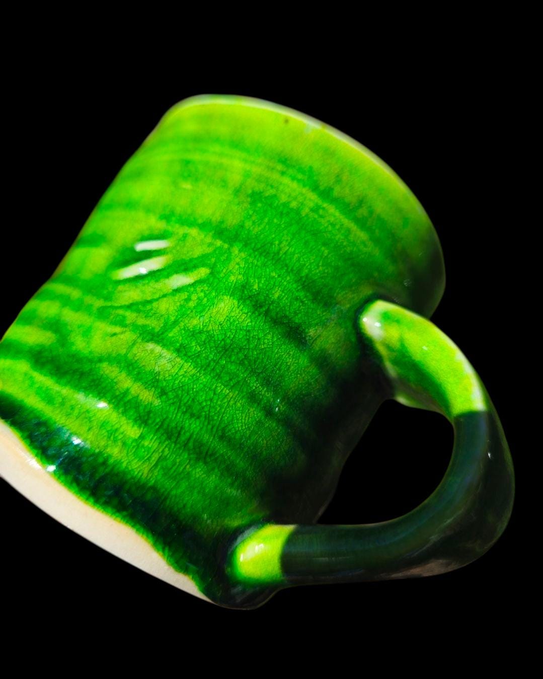 Handmade Porcelain Mug • Green Wheel Thrown Ceramic Coffee Cup
