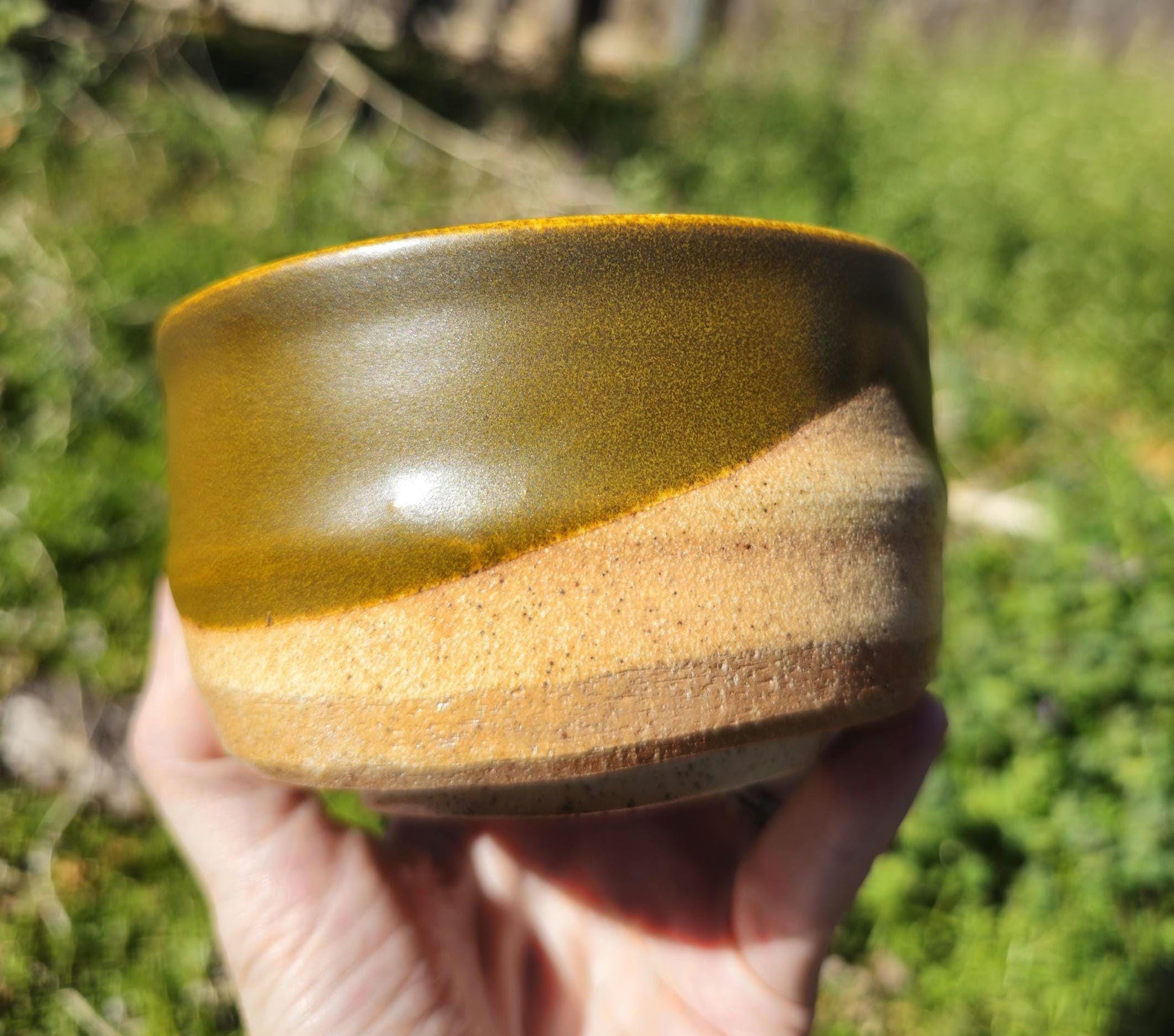 Handmade Soda Fired Teadust Glaze Stoneware Chawan Tea Bowl