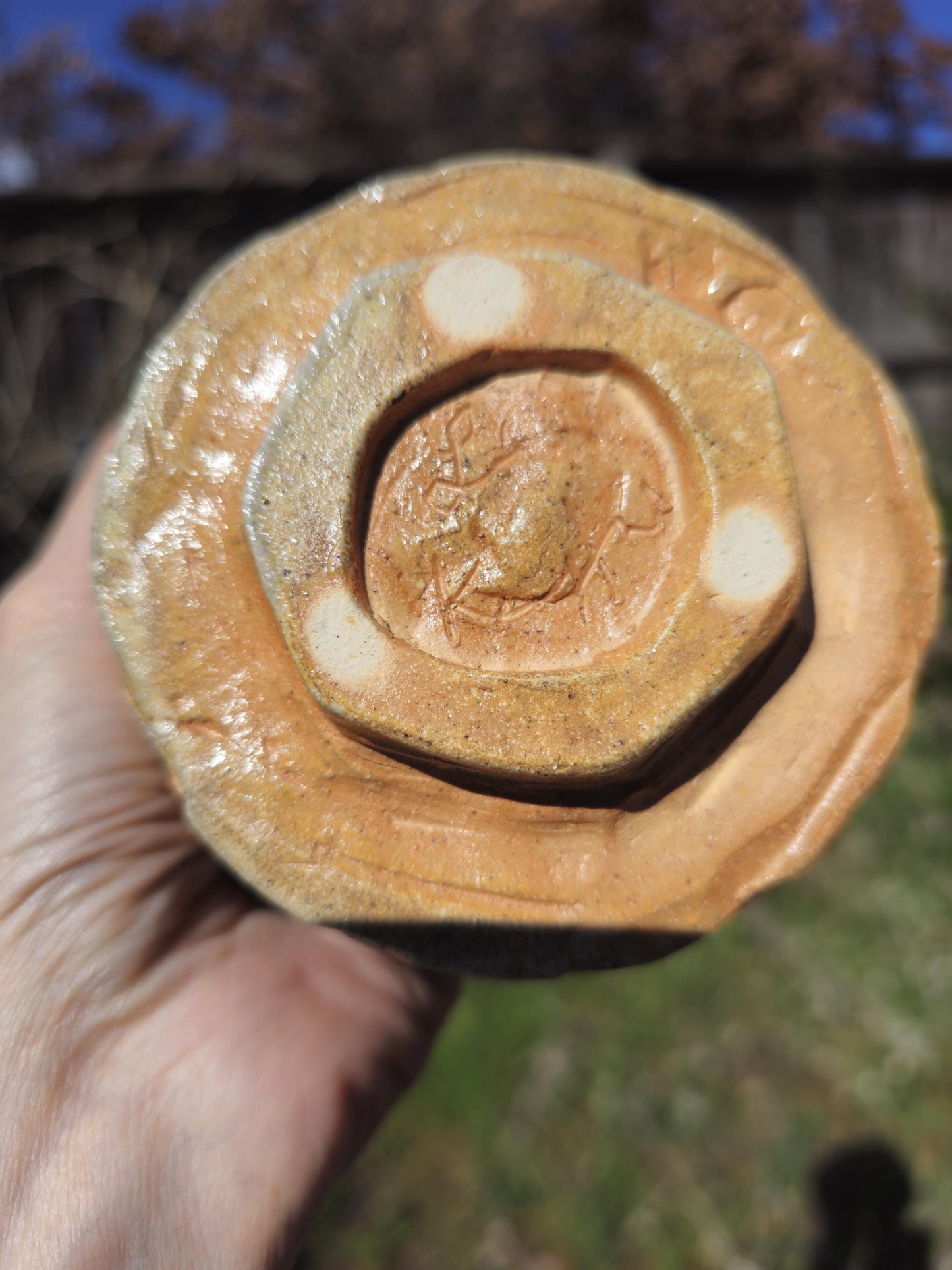 Soda Fired Chawan — Hand Thrown Carved Stoneware Tea Bowl, Amber Glaze, Japanese Tea Ceremony, One of a Kind
