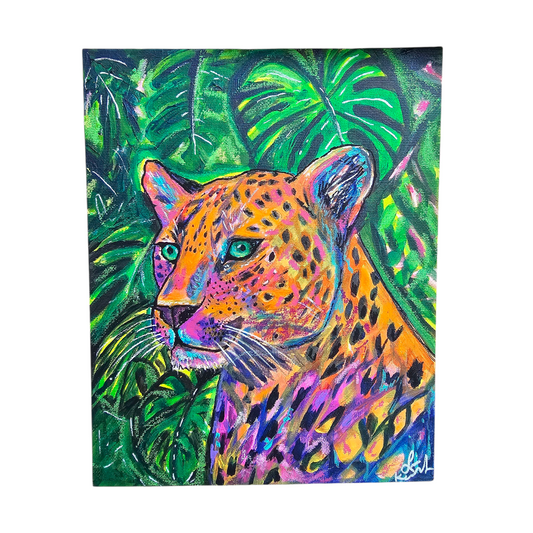 Abstract Leopard Original Art on Canvas Board 8 x 10