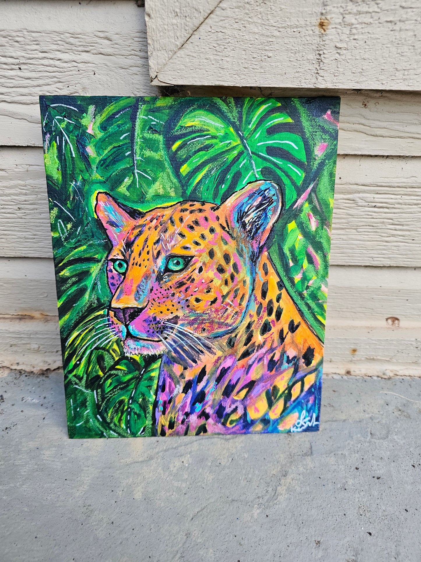Abstract Leopard Original Art on Canvas Board 8 x 10