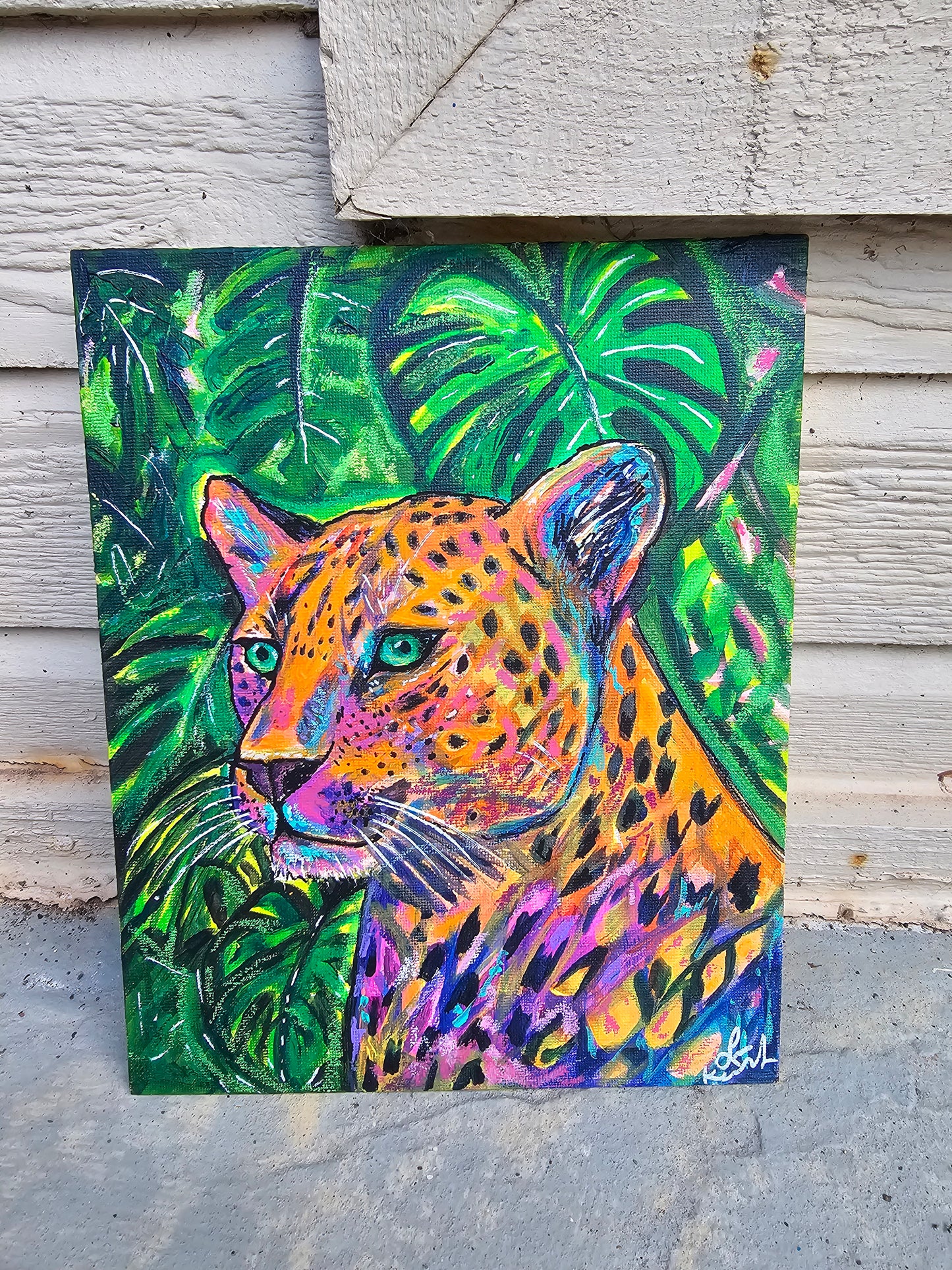 Abstract Leopard Original Art on Canvas Board 8 x 10