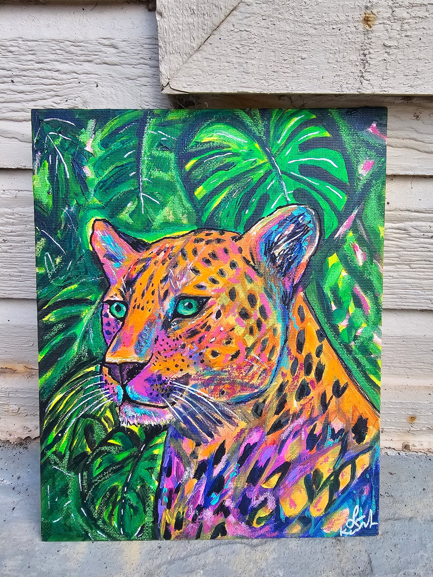 Abstract Leopard Original Art on Canvas Board 8 x 10