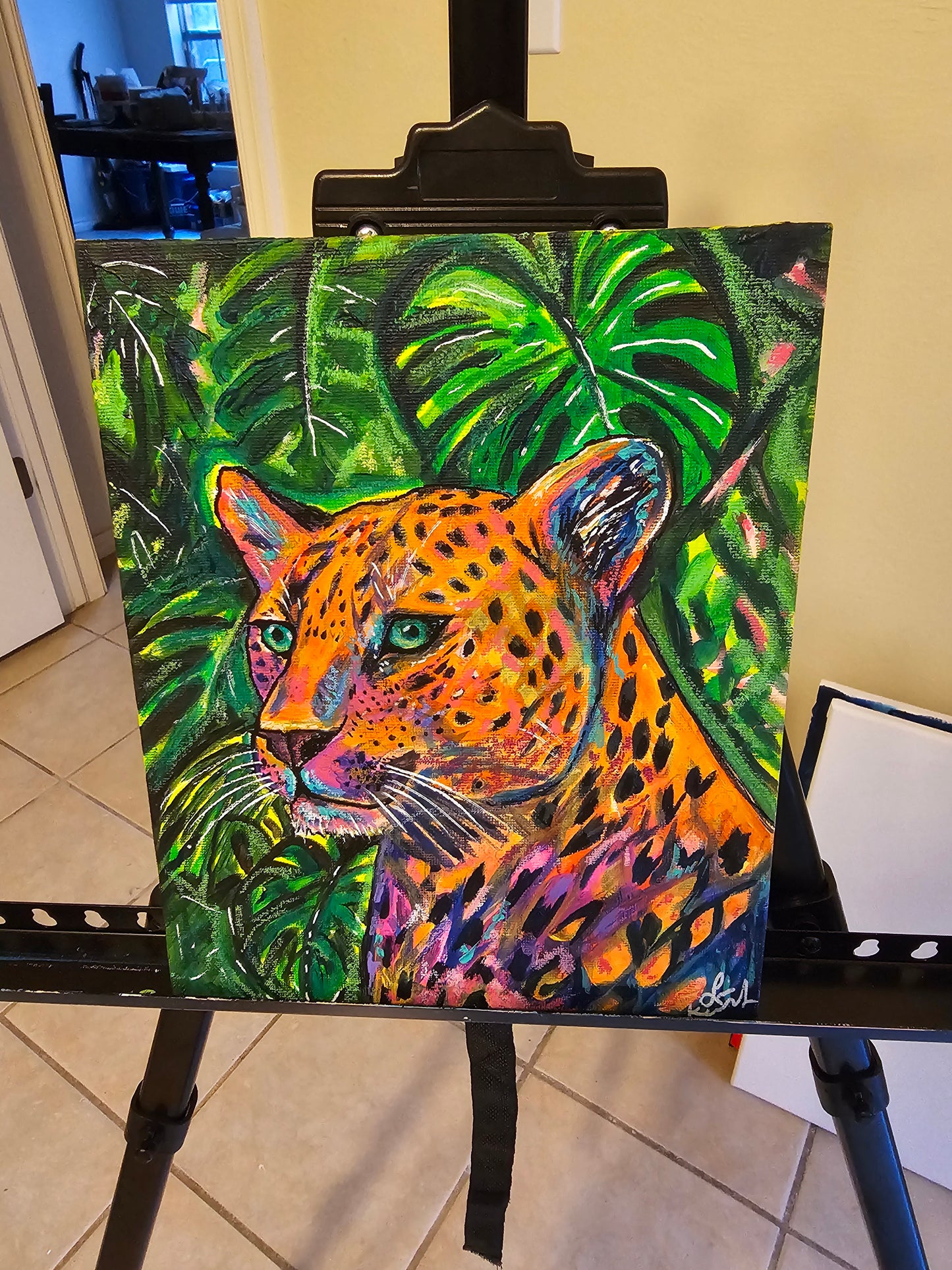 Abstract Leopard Original Art on Canvas Board 8 x 10